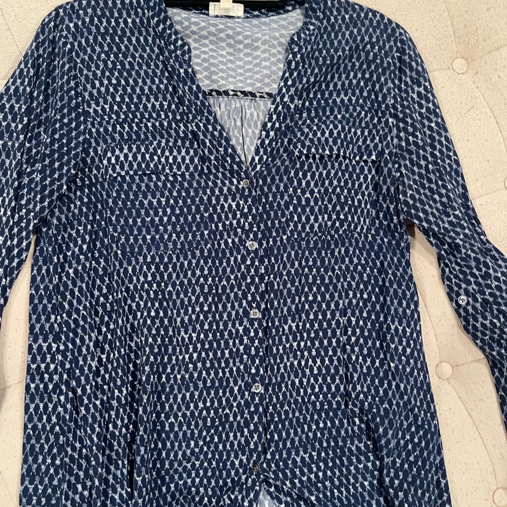 Soft Joie - Blue Patterned Button Up Top - image 2